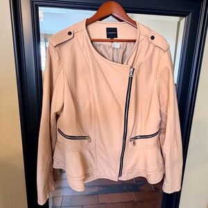 Lane Bryant Light Pink Faux Leather Jacket - Moto style with a cute peplum!